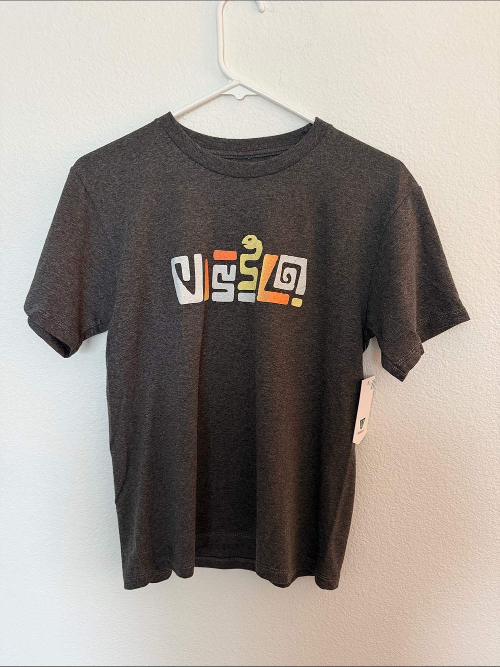 VISSLA Charcoal Short Sleeve Tee with Multicolor Logo